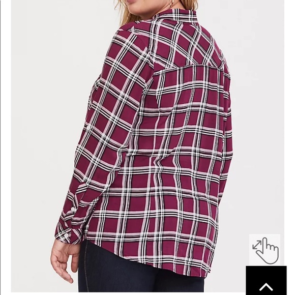Torrid Challis Burgundy Plaid Button-Down Top, Sz 2X - Picture 4 of 6